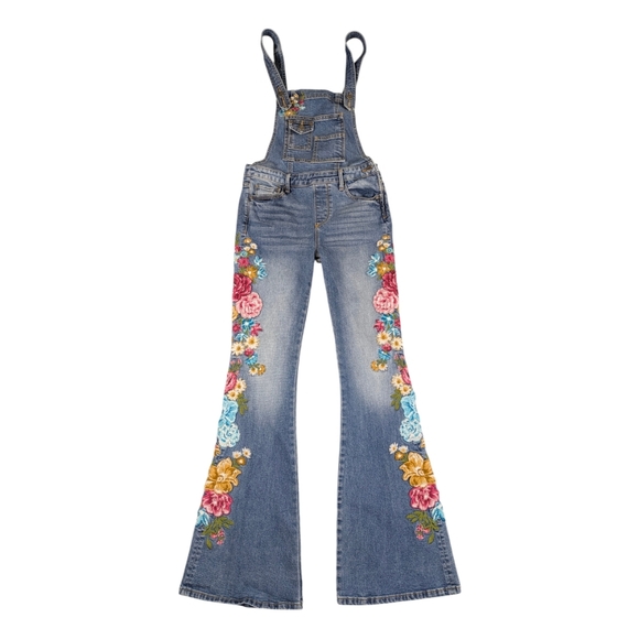 Free People Driftwood Farrah Overall Floral Bell Bottom Sold Out  J1800 - Picture 4 of 12